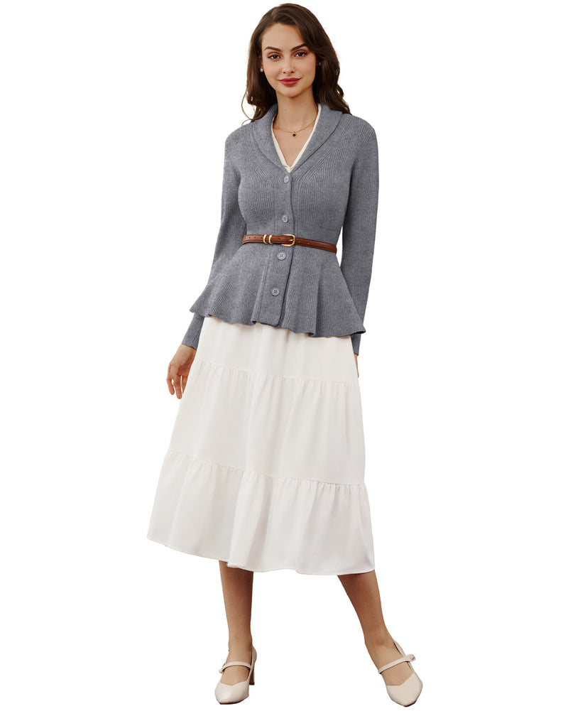 belle poque Vintage Cardigan Sweater Shawl Lapel Button Down Sweater Outwear Coat