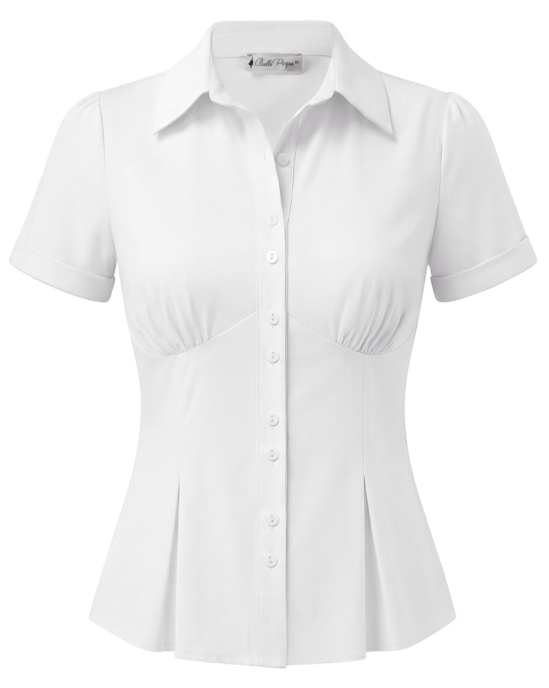 belle poque 2026 Womens Button Down Summer Cute Tops Blouses for Women Dressy Casual White