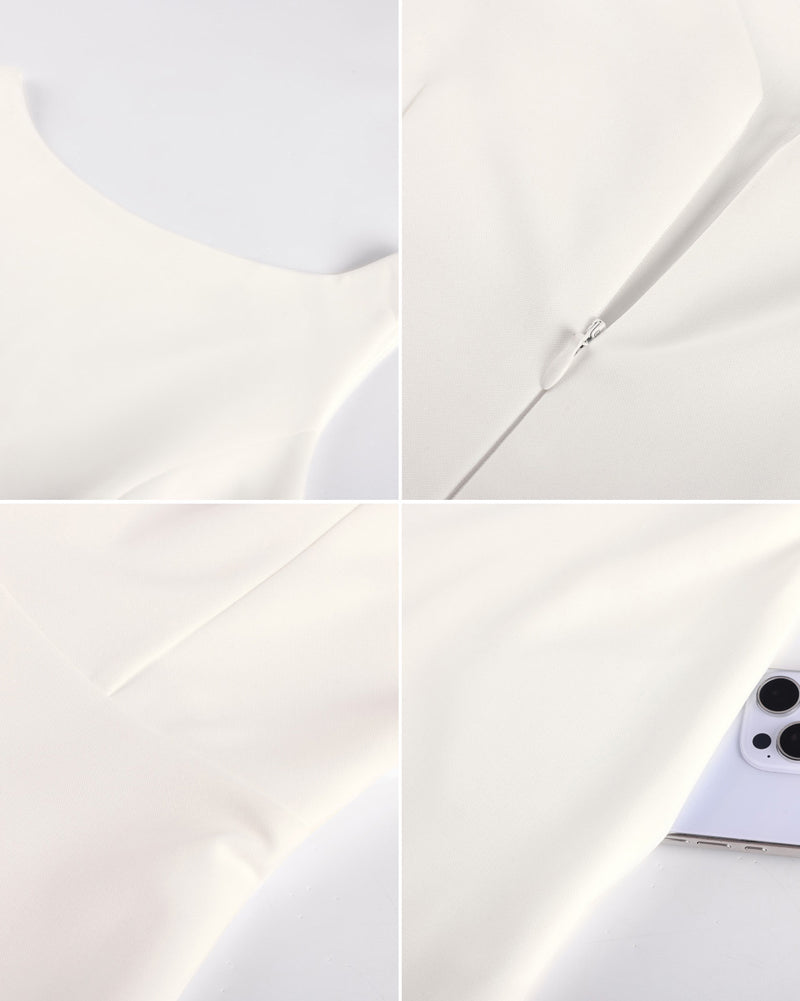 belle poque 1980s Vintage Women's Cocktail Dress Elegant A Line Midi Dresses with Pockets