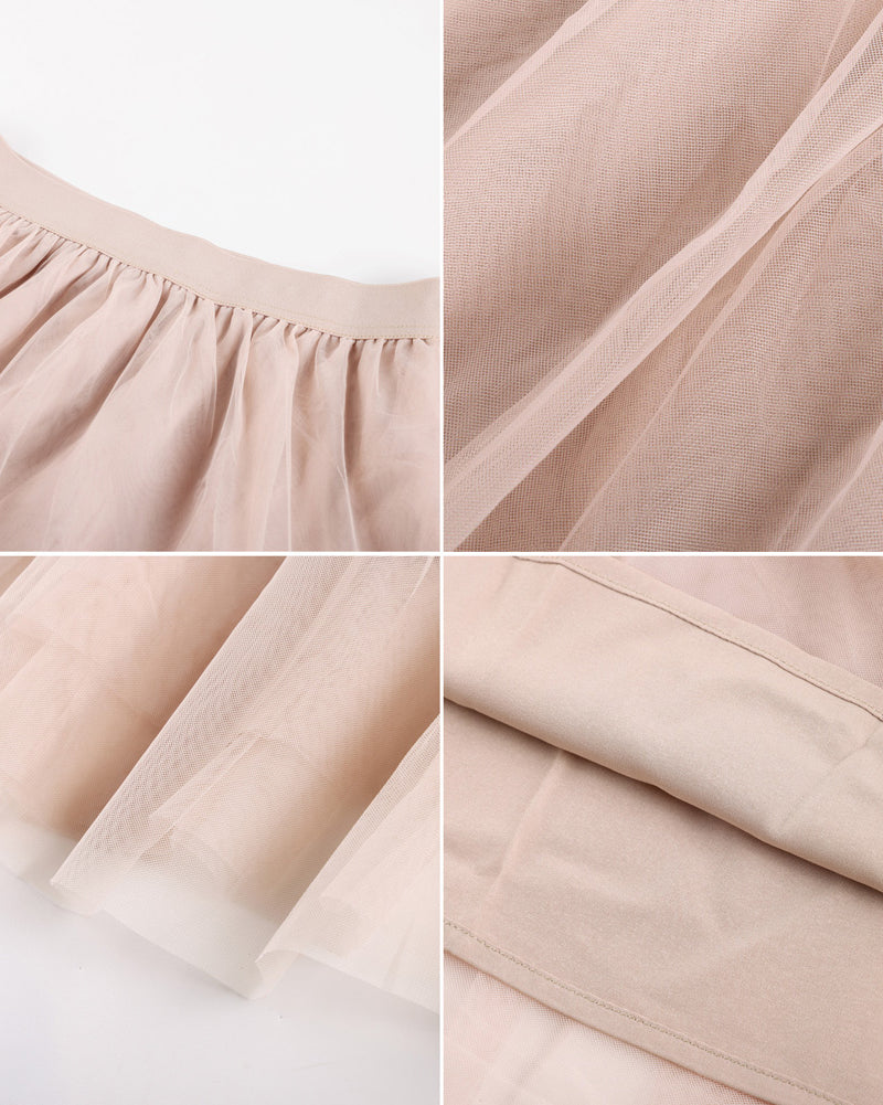 belle poque 1960s Vintage Tulle Skirts for Women A-line Flowy Ruffle Skirt for Date Party