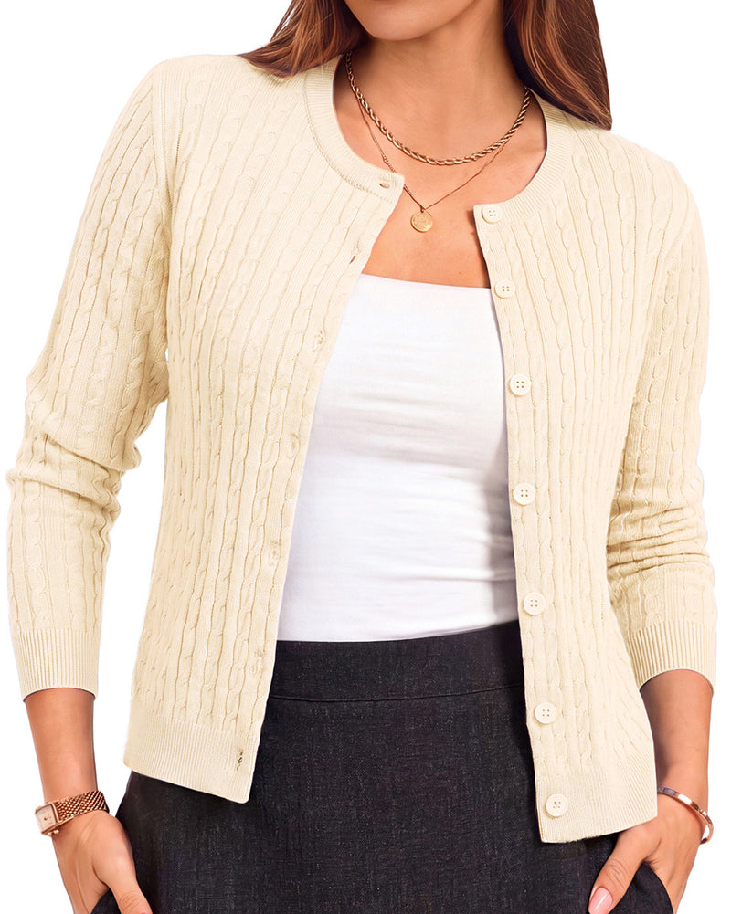 belle poque Belle Poque Women Fall Cardigan Sweater Button Up Cropped Cardigan Lightweight Crew Neck Sweater 2026