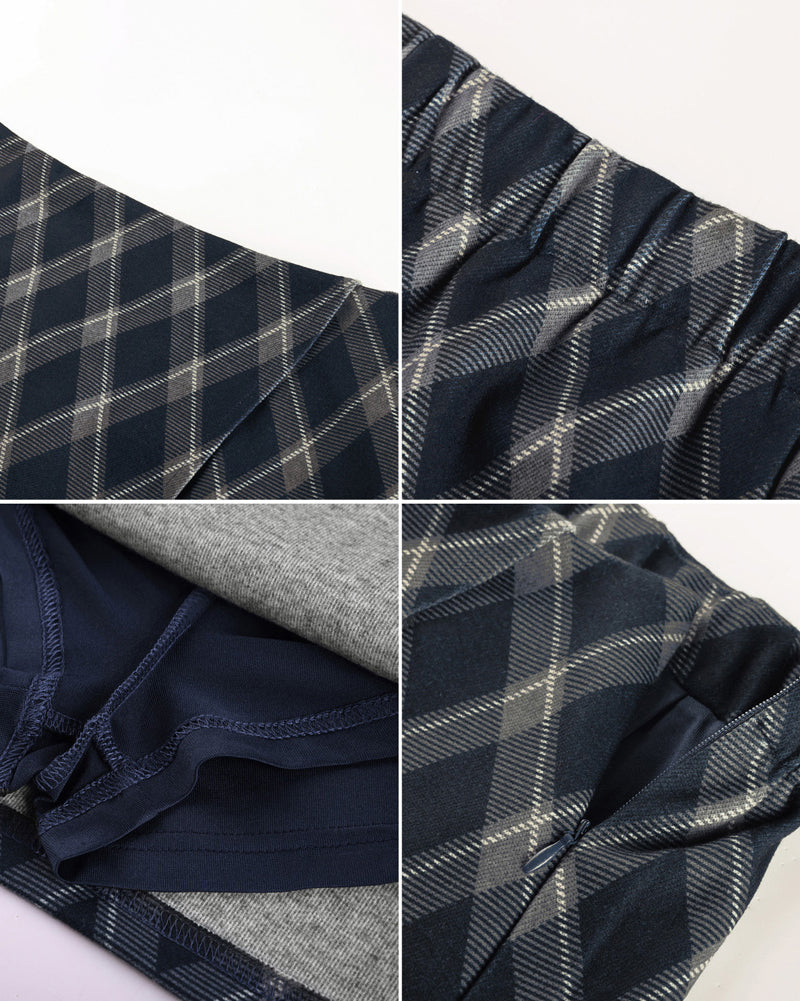 belle poque 1980s Vintage Women's Plaid Skirt Fall Mini Skirt for Outgoing