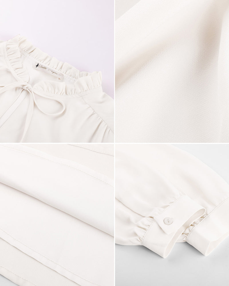 belle poque Women's Dressy Casual Tie Front Ruffle Chiffon Blouses Business Office Outfits