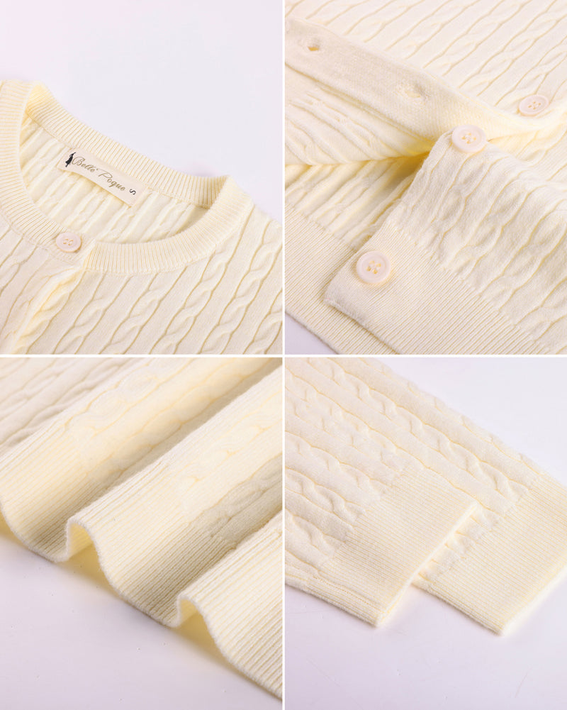 belle poque Belle Poque Women Fall Cardigan Sweater Button Up Cropped Cardigan Lightweight Crew Neck Sweater 2026