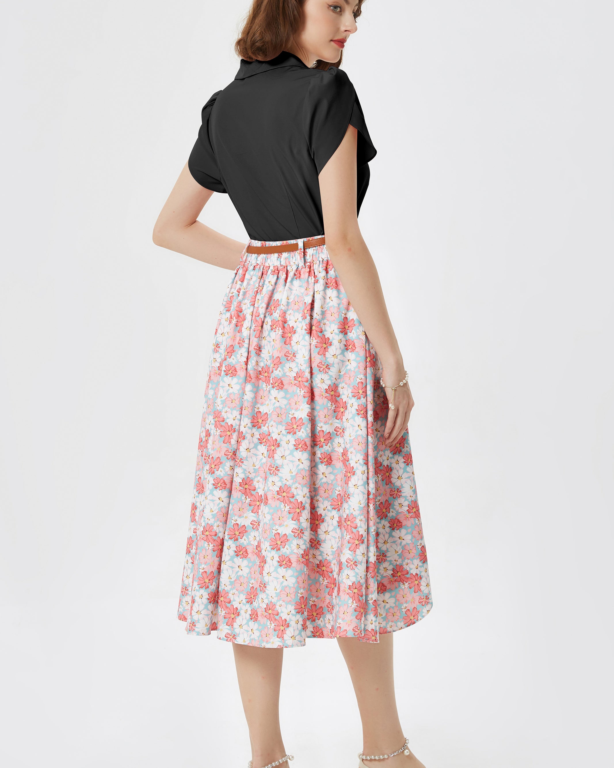 belle poque Business Casual Shirts Tops Summer Button Blouse for Women