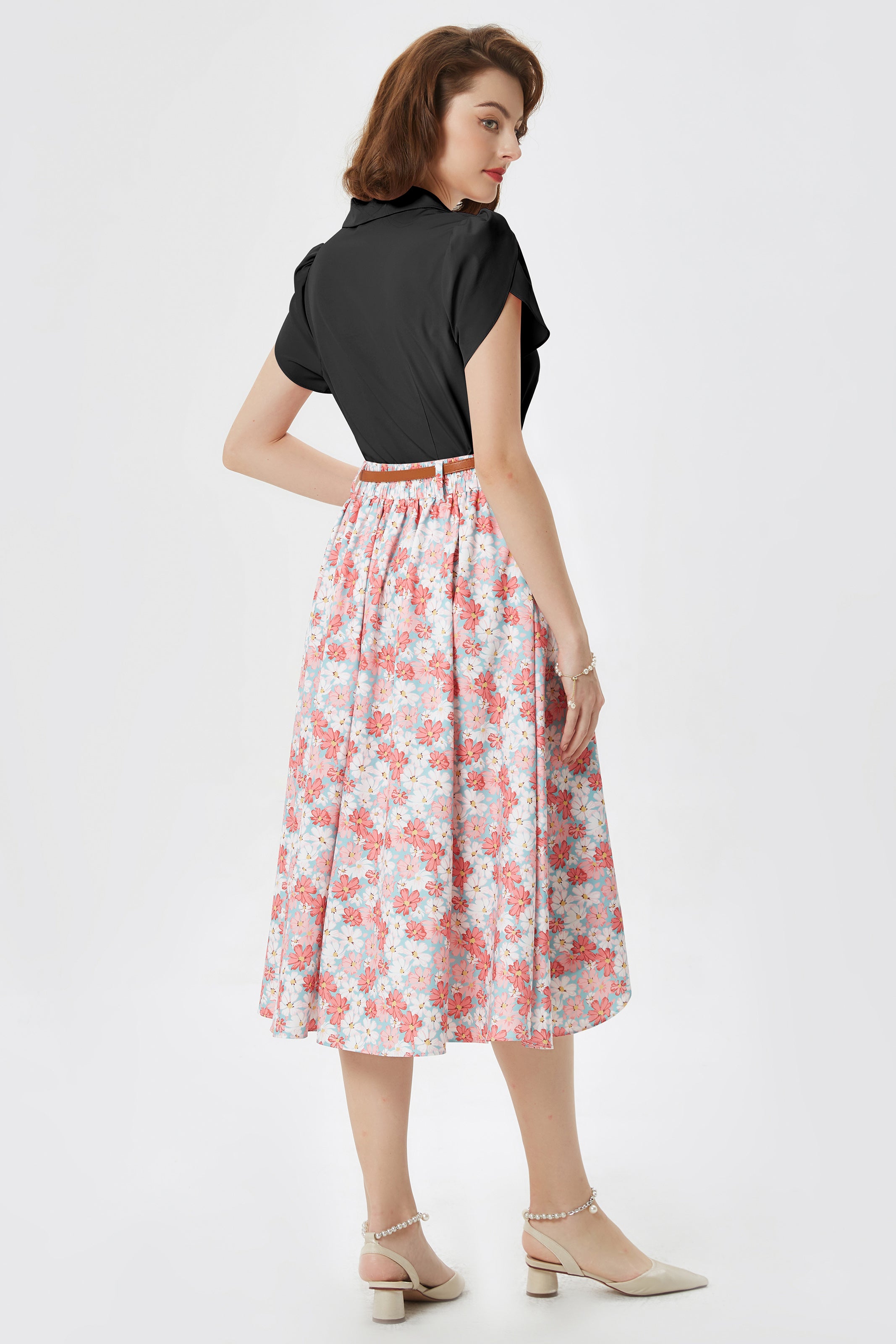 belle poque Business Casual Shirts Tops Summer Button Blouse for Women