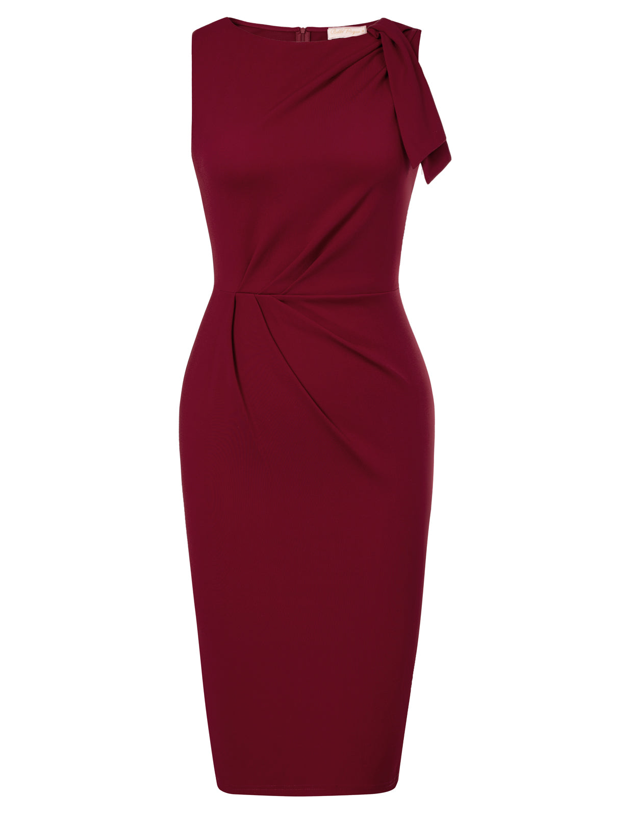 belle poque Seckill Offer⌛Sleeveless Ruched Bodycon Dress with Tie Shoulder Business Cocktail Party Wedding Guest Dress Wine