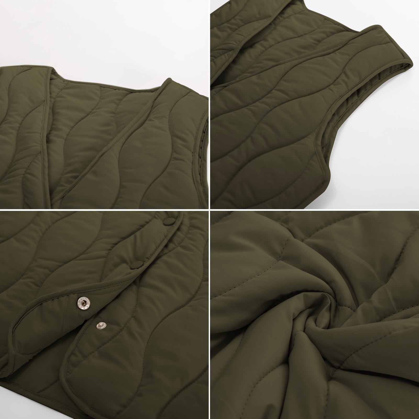 belle poque Vintage Padded Vest Sleeveless V-Neck Single Breasted Warm Vest Coat