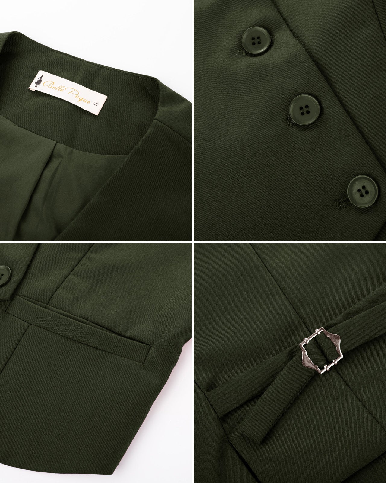 belle poque Vintage Oblique Placket Vest Coat V-Neck Handkerchief Hem Waistcoat