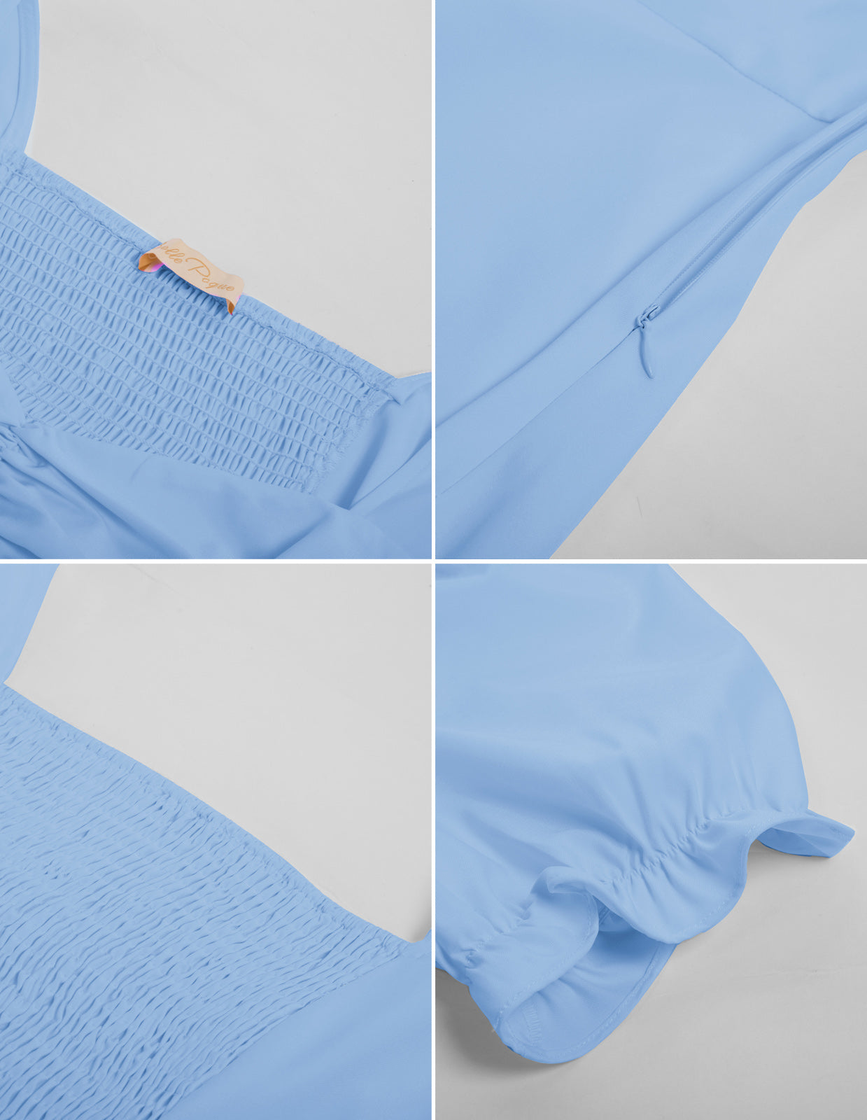 belle poque Vintage Buttons Decorated Dress Short Sleeve Square V-Neck A-Line Dress