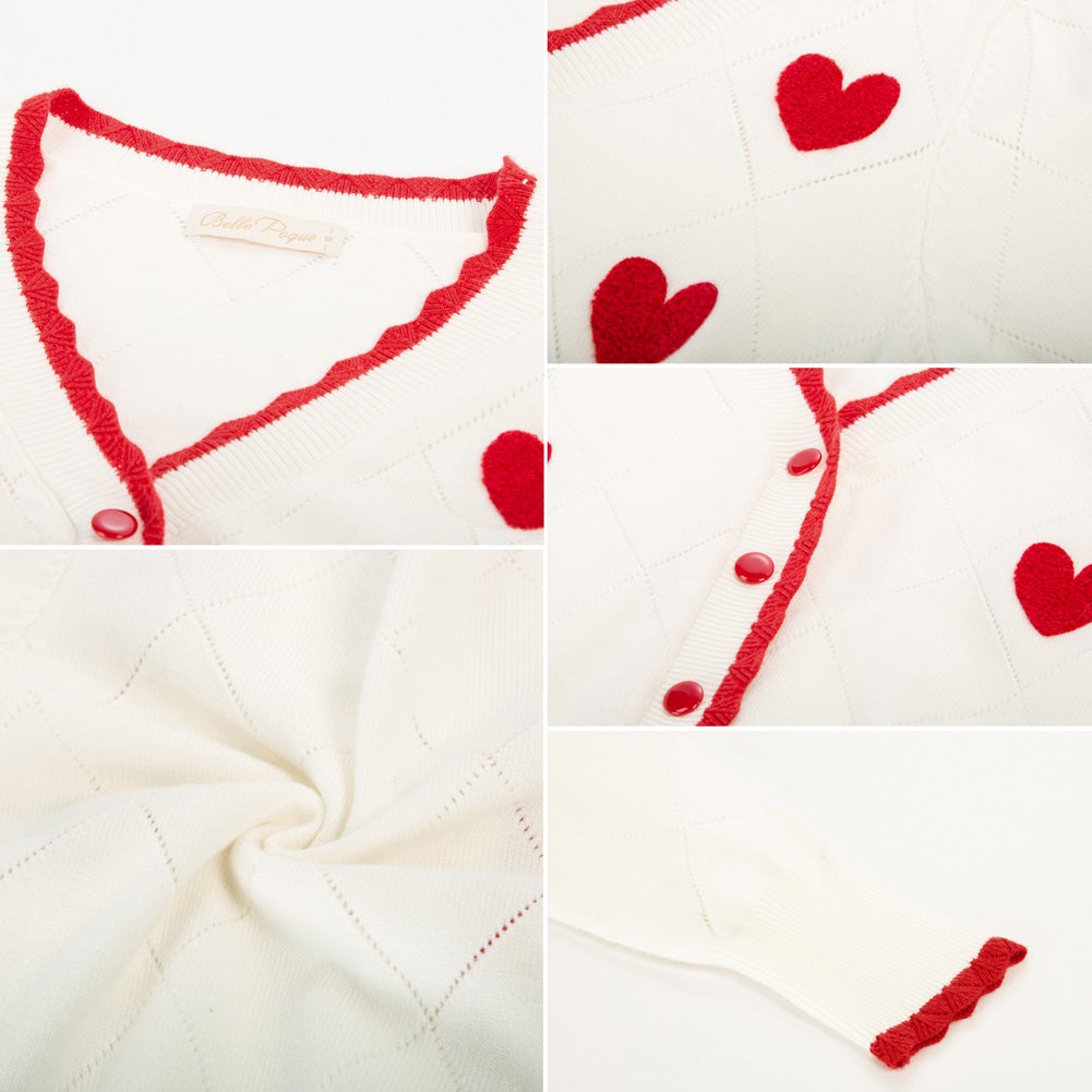 belle poque Long Sleeve V-Neck Button Down Cropped Sweater Cardigan