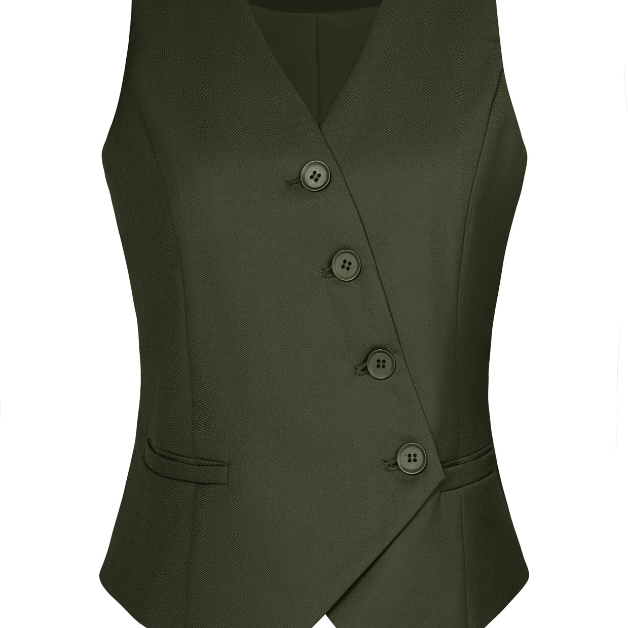 belle poque Vintage Oblique Placket Vest Coat V-Neck Handkerchief Hem Waistcoat Green