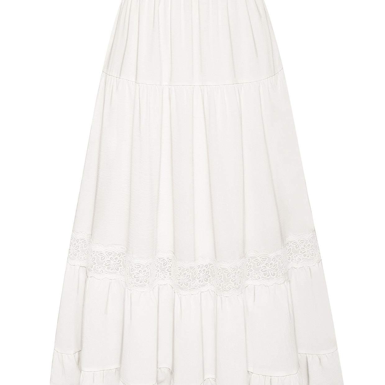 belle poque Women's Midi Skirt Boho Flowy Aline Ruffle Lace Tiered Skirt with Pockets 2025 apricot