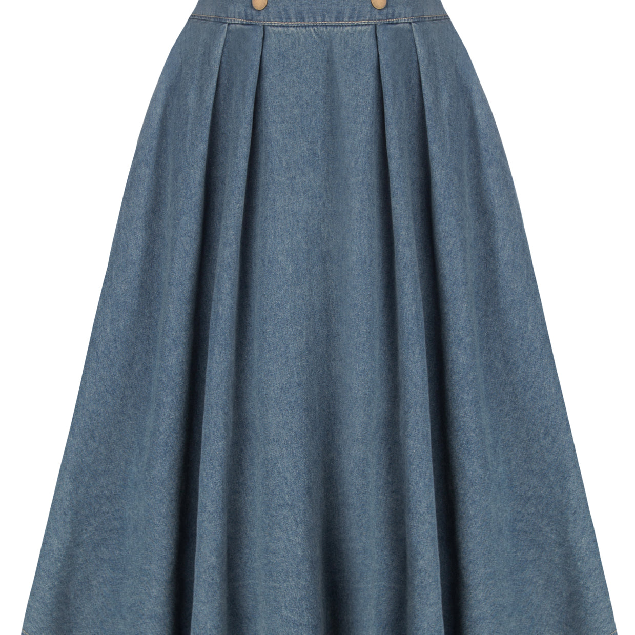 belle poque Swing Jean Skirt Elastic High Waist Buttons Decorated Skirt Lighe Blue