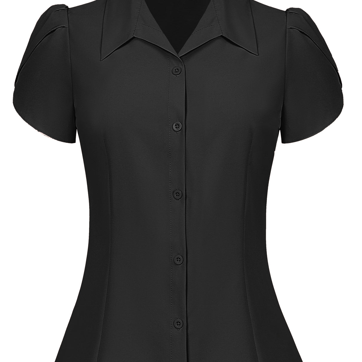 belle poque Business Casual Shirts Tops Summer Button Blouse for Women Black