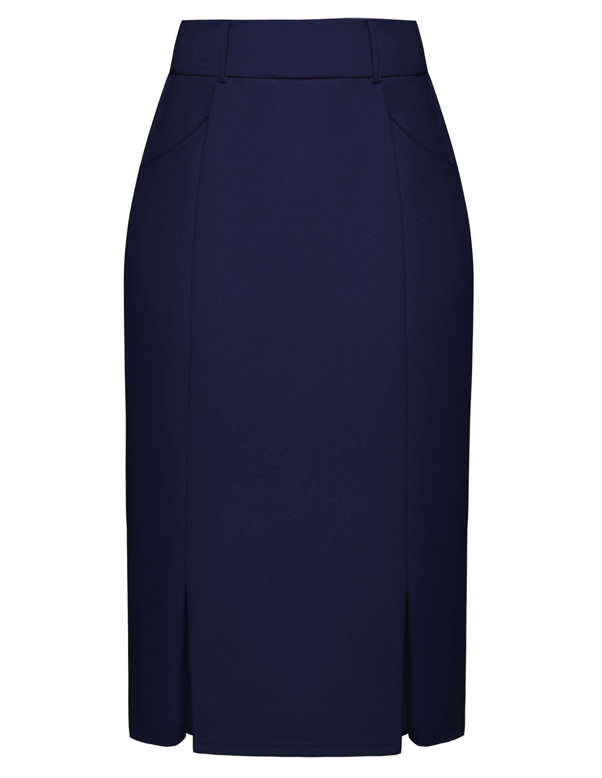 belle poque Women Pencil Skirt High Waisted Midi Pencil Skirt with Pockets Navy