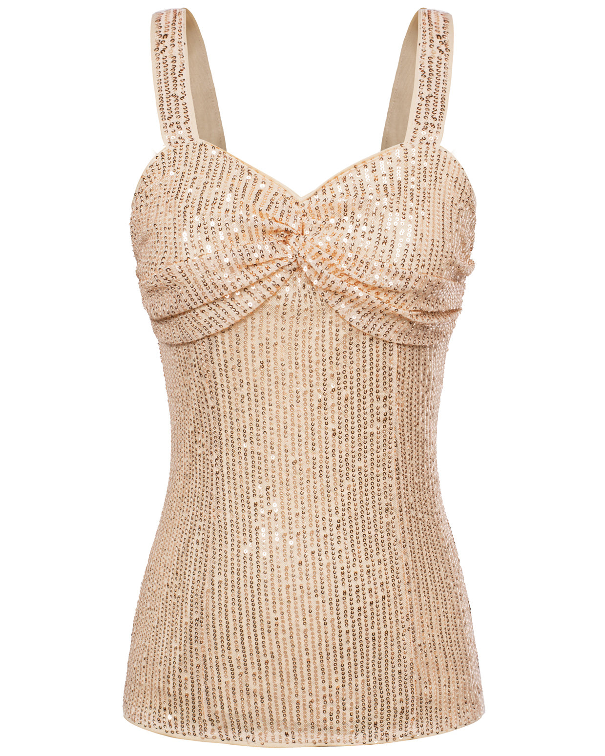 belle poque Seckill Offer⌛Vintage Sequined Tops Slim Fit Knotted Bodice Party Tops Apricot