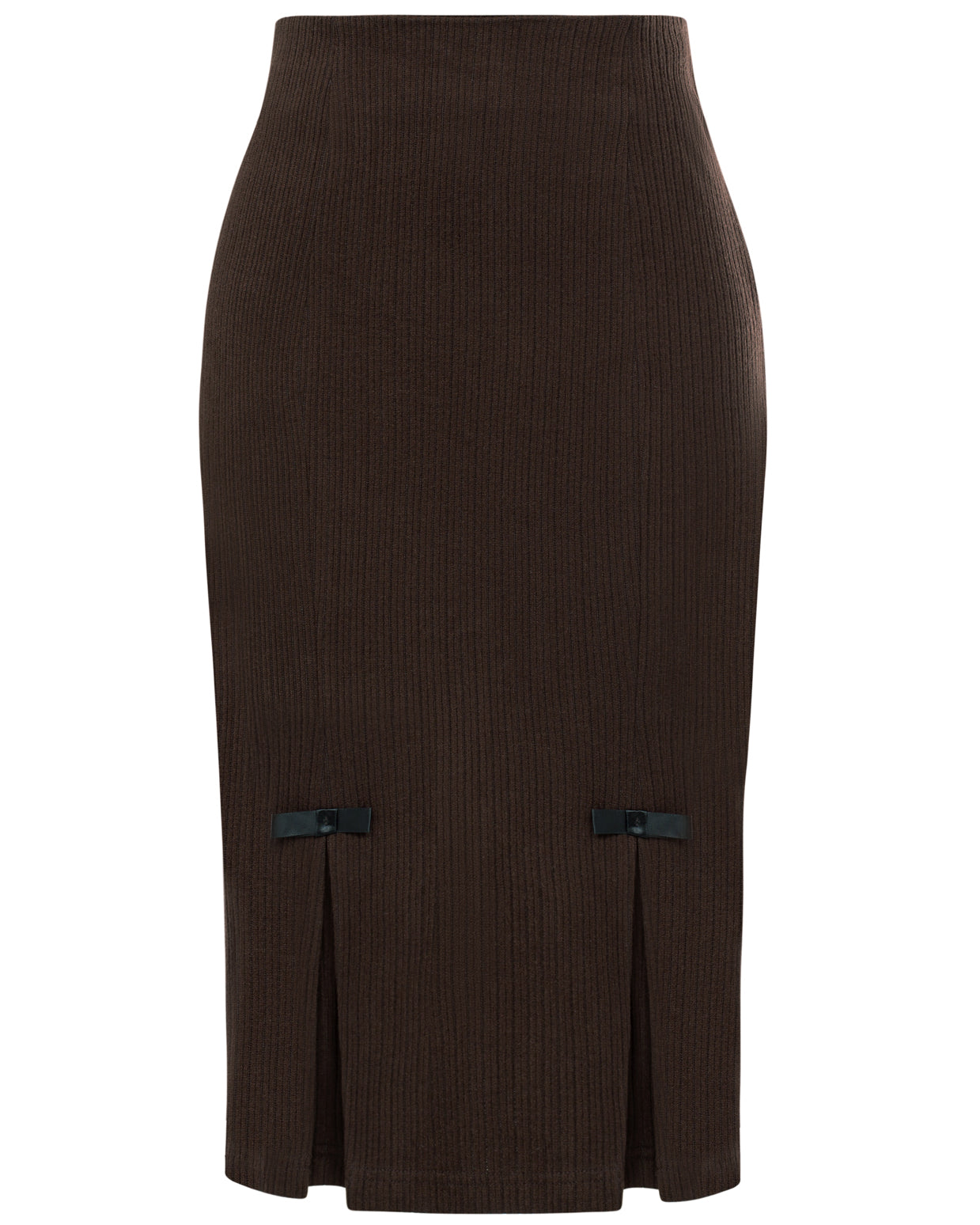 belle poque Vintage Corduroy Skirt High Waist Below Knee Bodycon Skirt Coffee