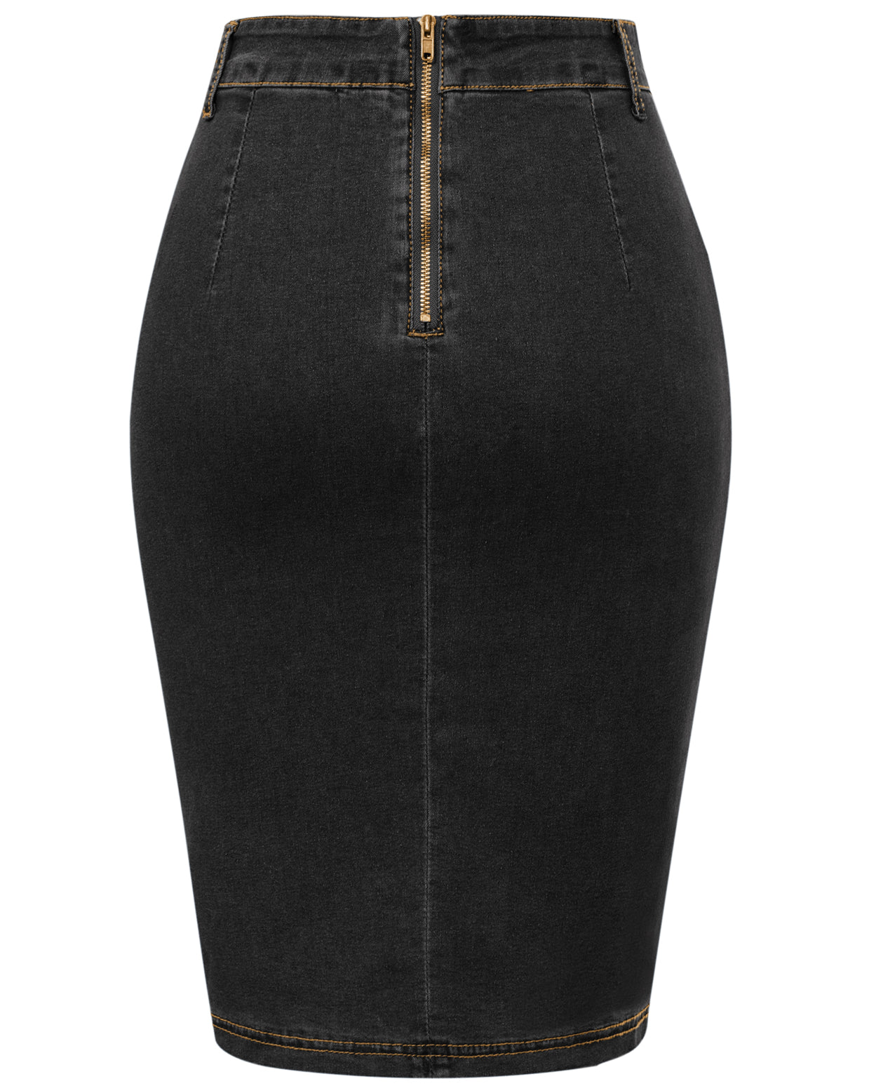 belle poque Vintage Jean Skirt with Belt High Waist Ruched Front Bodycon Skirt