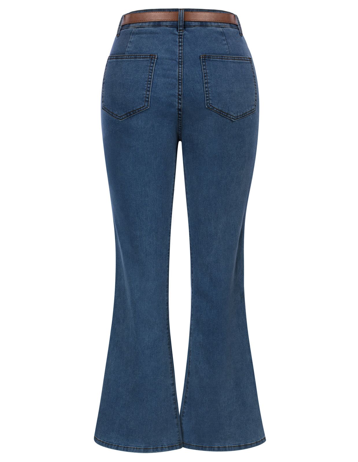 belle poque Seckill Offer⌛Vintage High Waisted Flare Jeans with Belt Bootcut Stretchy Denim Pants