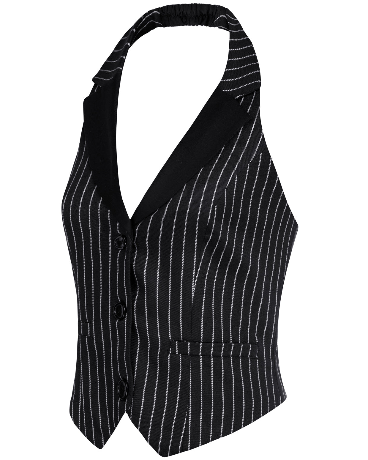 belle poque Waistcoat Vest Vintage Halter Lapel Button Down Suit Vest with Pockets