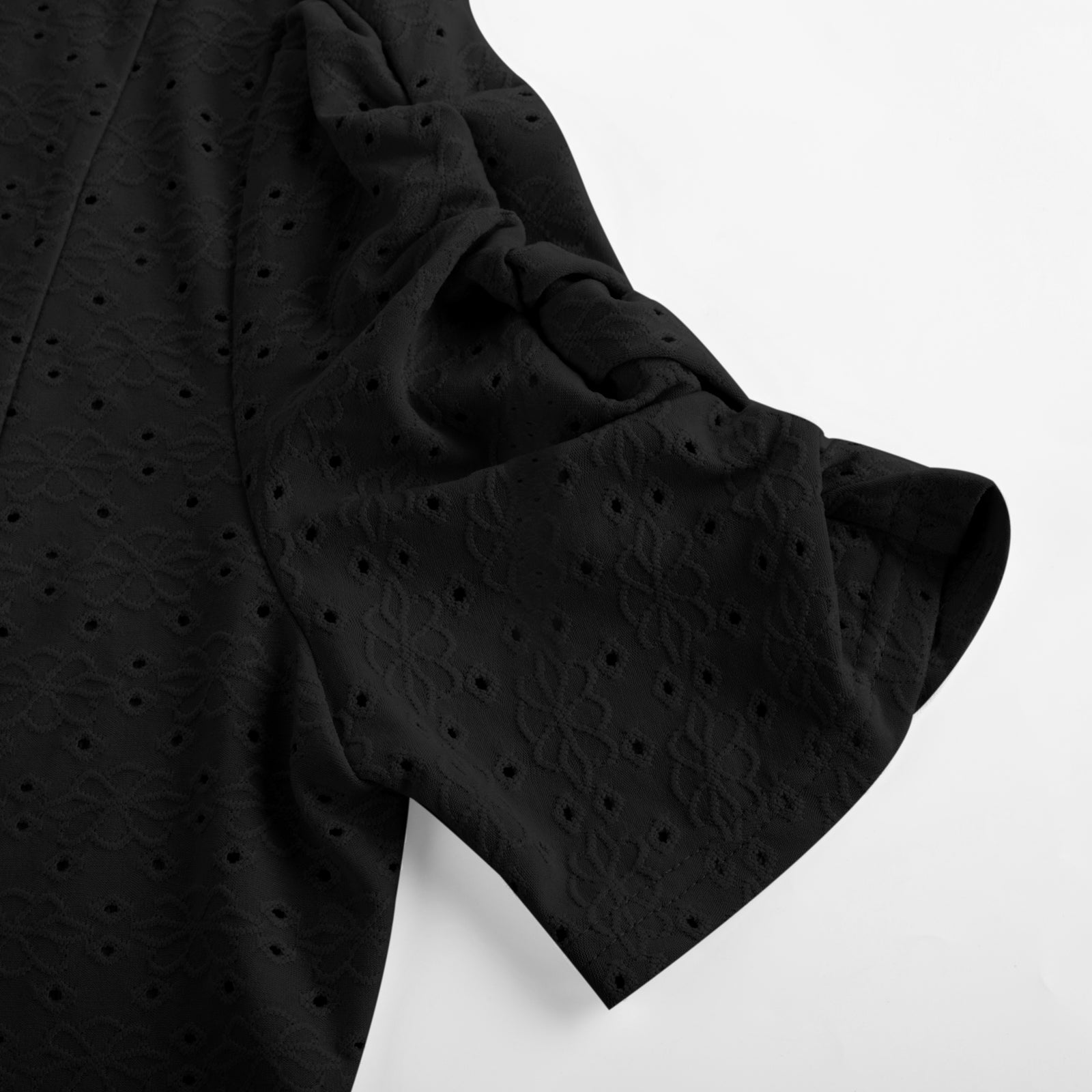 belle poque Women Vintage Hollowed-out Shrug Ruched Short Sleeve Open Front Tops