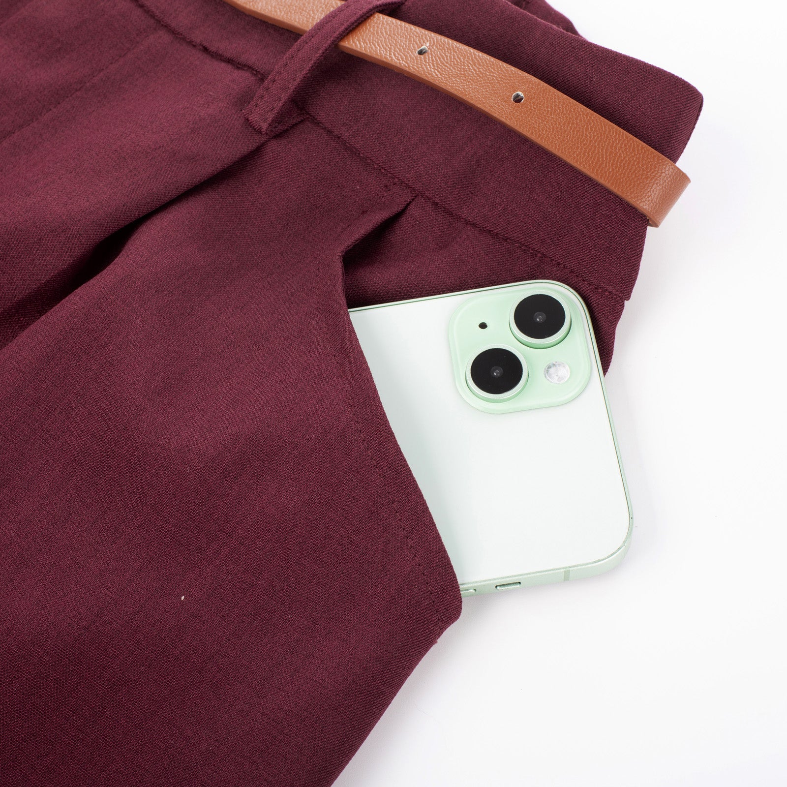 belle poque BP Women Vintage Shorts with Belt Elastic Waist Fold-up Leg Opening Short Pants