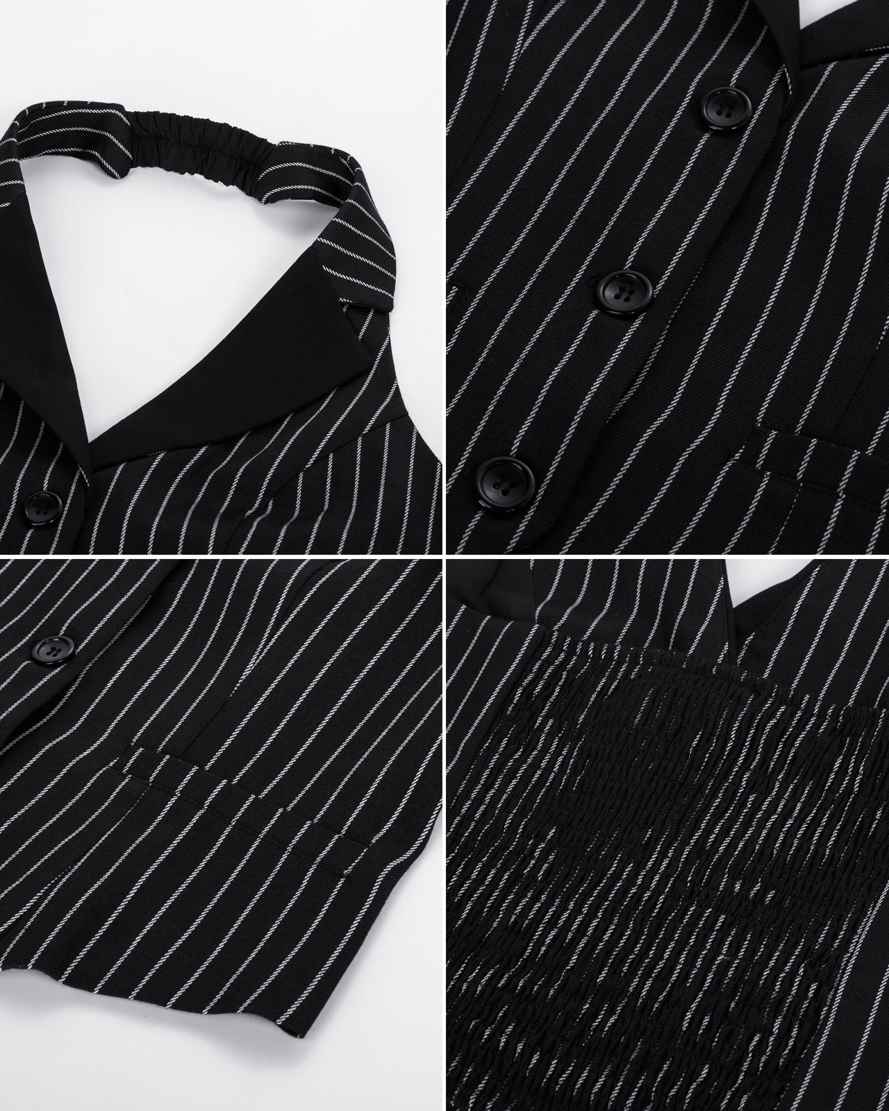 belle poque Waistcoat Vest Vintage Halter Lapel Button Down Suit Vest with Pockets