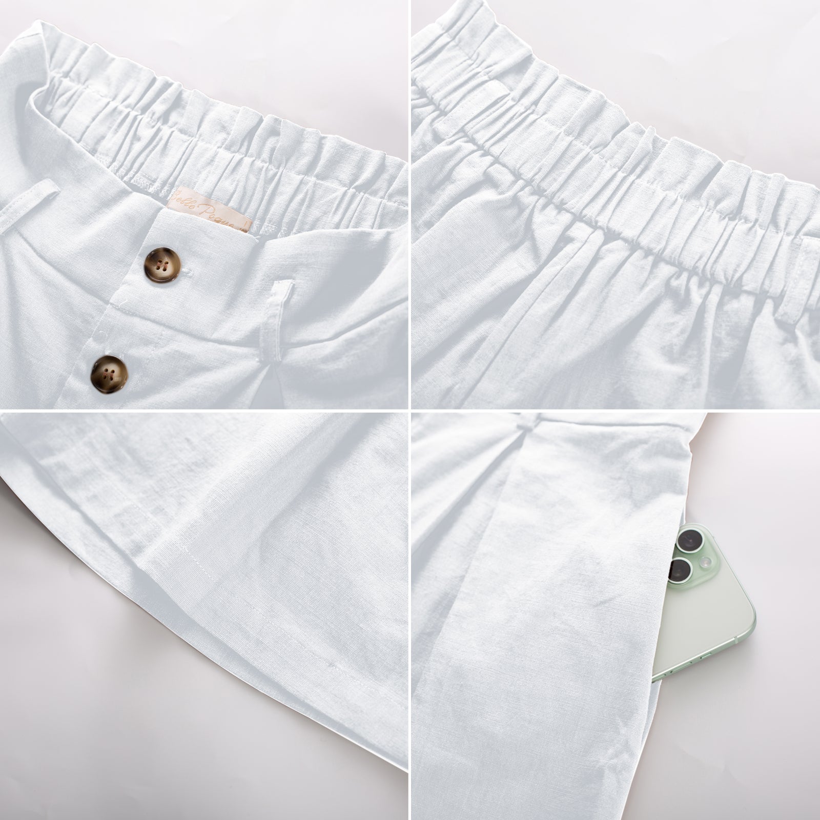 belle poque Womens Shorts Casual High Waisted Summer Pleated Wide Leg Shorts with Pockets and Belt