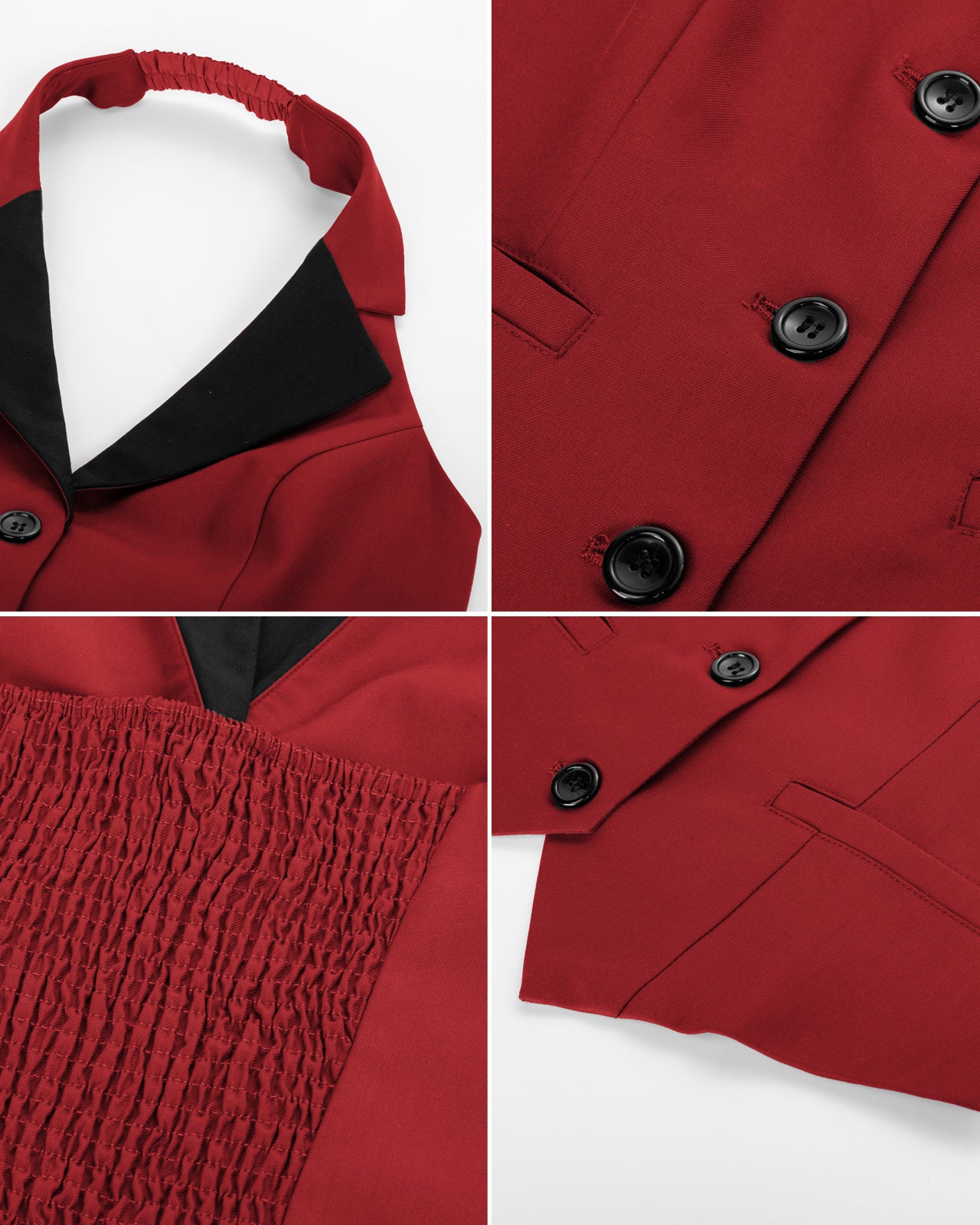 belle poque Waistcoat Vest Vintage Halter Lapel Button Down Suit Vest with Pockets