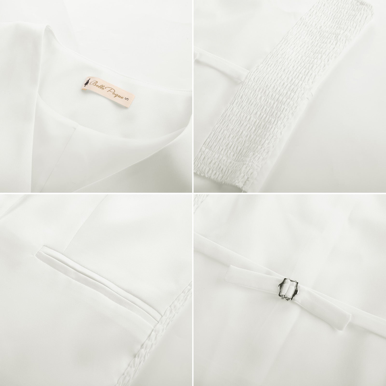 belle poque BP Women Vintage Single Breasted Waistcoat V-Neck Smocked Side Waist Vest