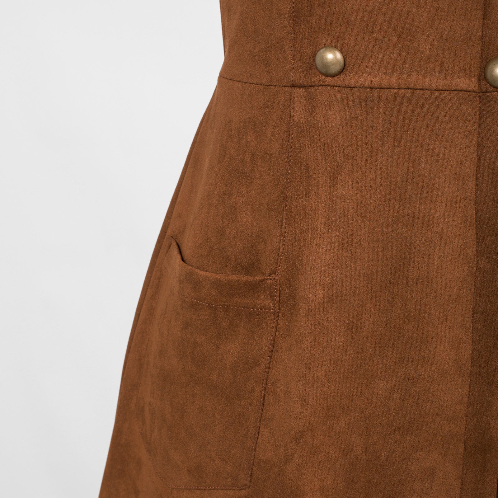 belle poque Vintage Faux Suede Dress Sleeveless V-Neck Elastic Waist A-Line Dress