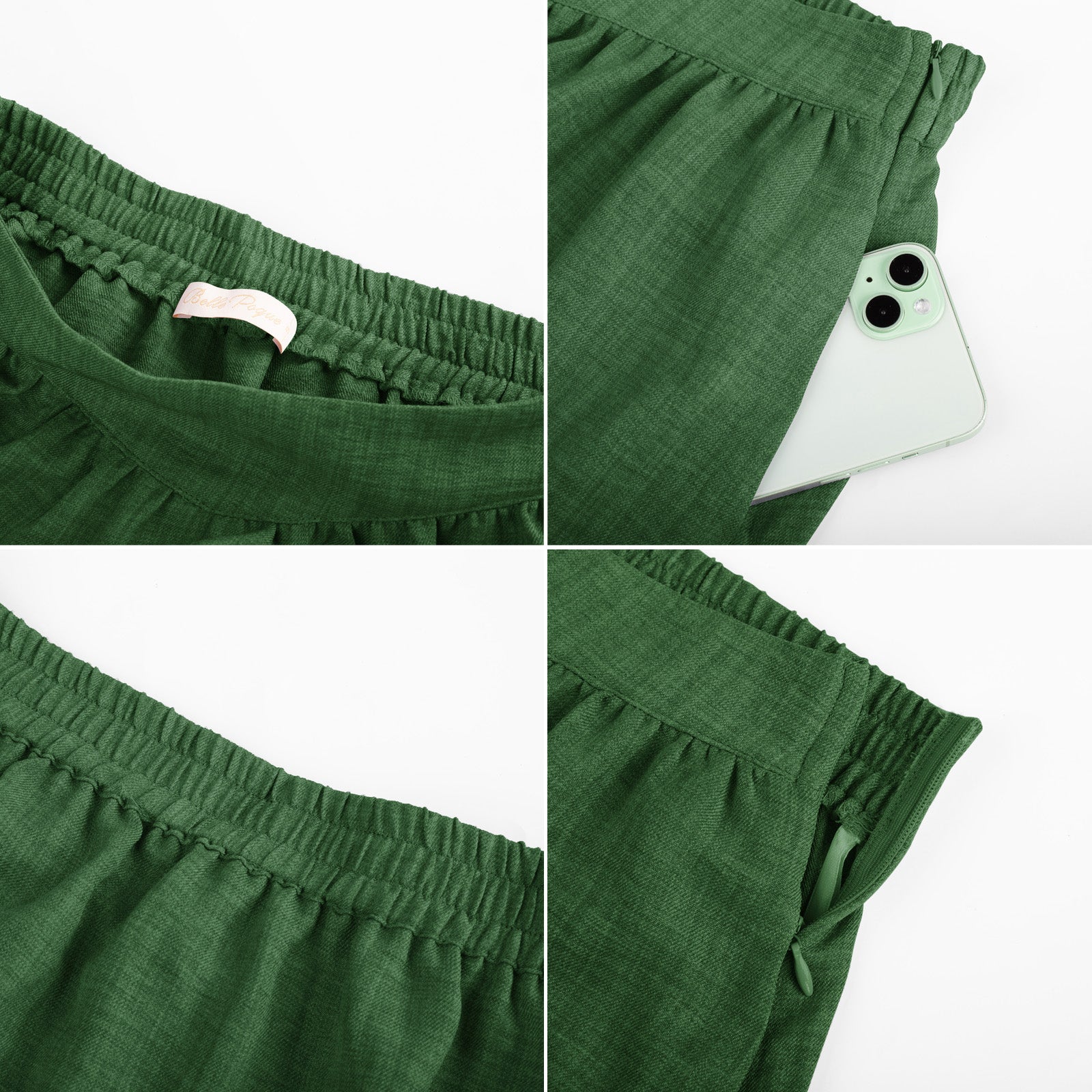 belle poque BP Women Vintage 2-Layer Swing Skirt Elastic High Waist Maxi Skirt