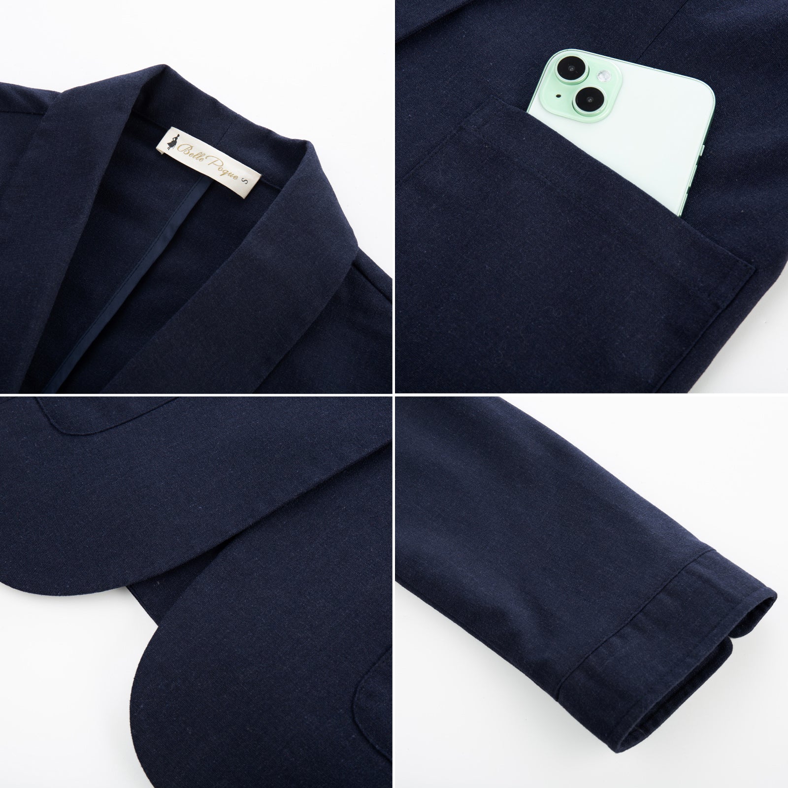 belle poque BP Women Vintage Shawl Lapel Blazer Coat OL One-Button Back Slit Suit Coat