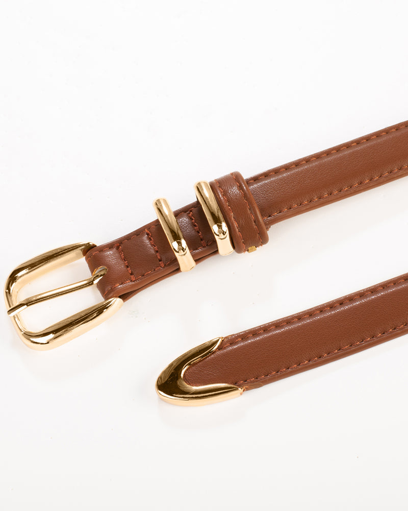 belle poque Women 2pcs Classic Buckle Waist Belt Ladies Polyurethane Leather Narrow Belt