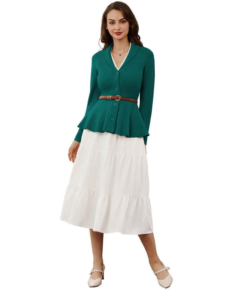 belle poque Vintage Cardigan Sweater Shawl Lapel Button Down Sweater Outwear Coat