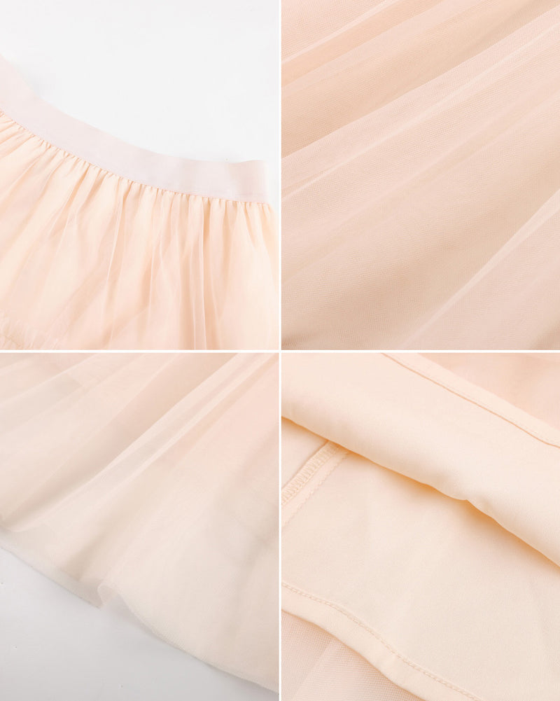belle poque 1960s Vintage Tulle Skirts for Women A-line Flowy Ruffle Skirt for Date Party