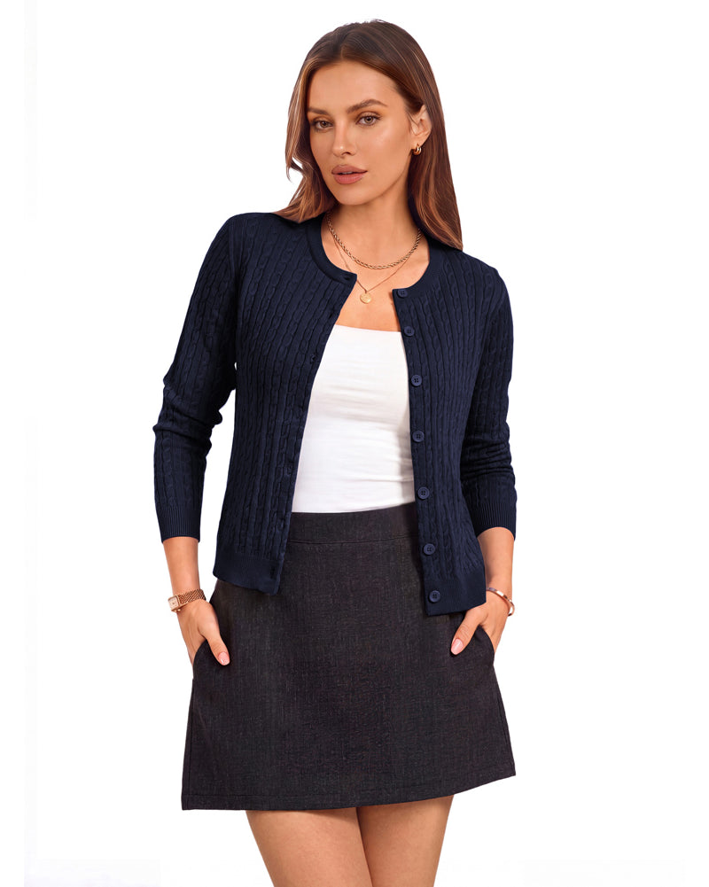 belle poque Belle Poque Women Fall Cardigan Sweater Button Up Cropped Cardigan Lightweight Crew Neck Sweater 2026