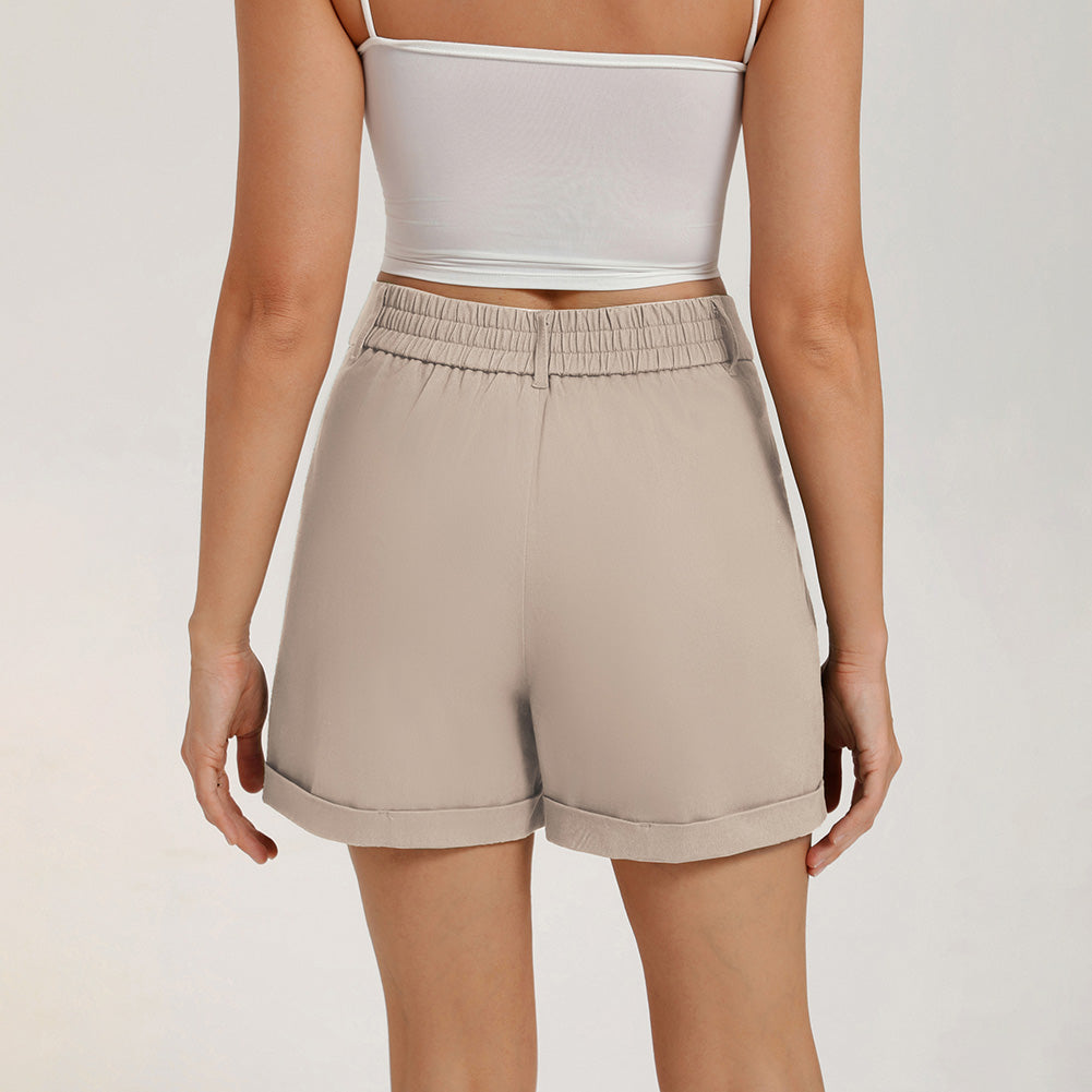 belle poque 2026 Women Vintage 100% Cotton Shorts Wide Leg Shorts with Pockets