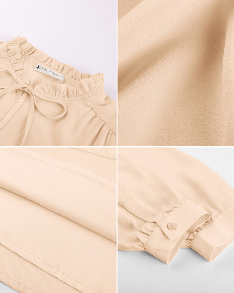 belle poque Women's Dressy Casual Tie Front Ruffle Chiffon Blouses Business Office Outfits
