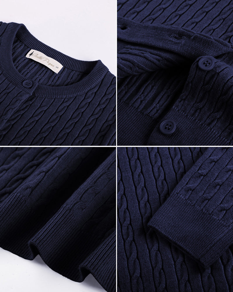 belle poque Belle Poque Women Fall Cardigan Sweater Button Up Cropped Cardigan Lightweight Crew Neck Sweater 2026