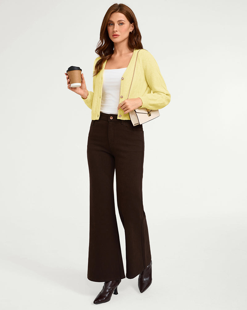 belle poque Women's Cropped Lightweight Wool Cardigan Cute Short Cardigans