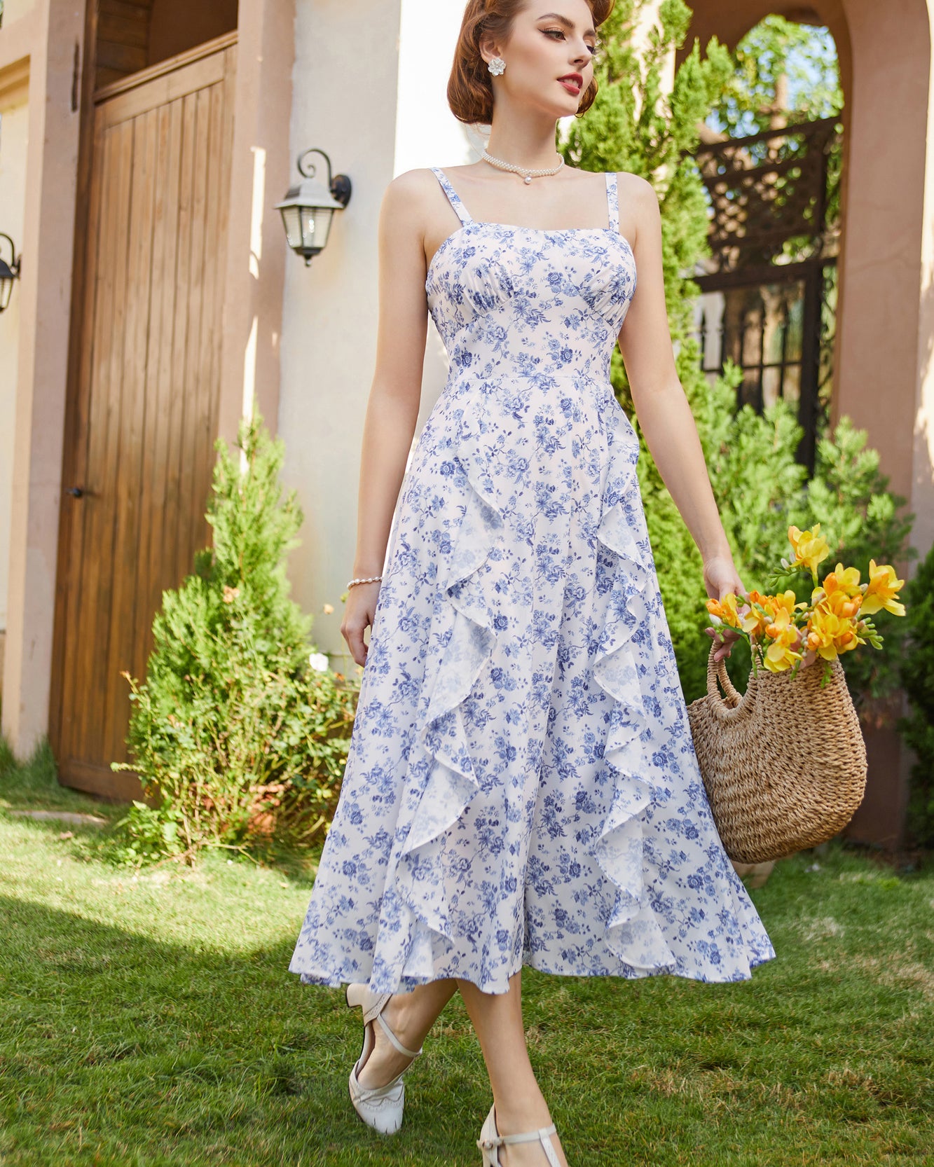 belle poque Sun Slip Dresses for Women Boho Maxi Dresses Casual Spaghetti Ruffle Dress