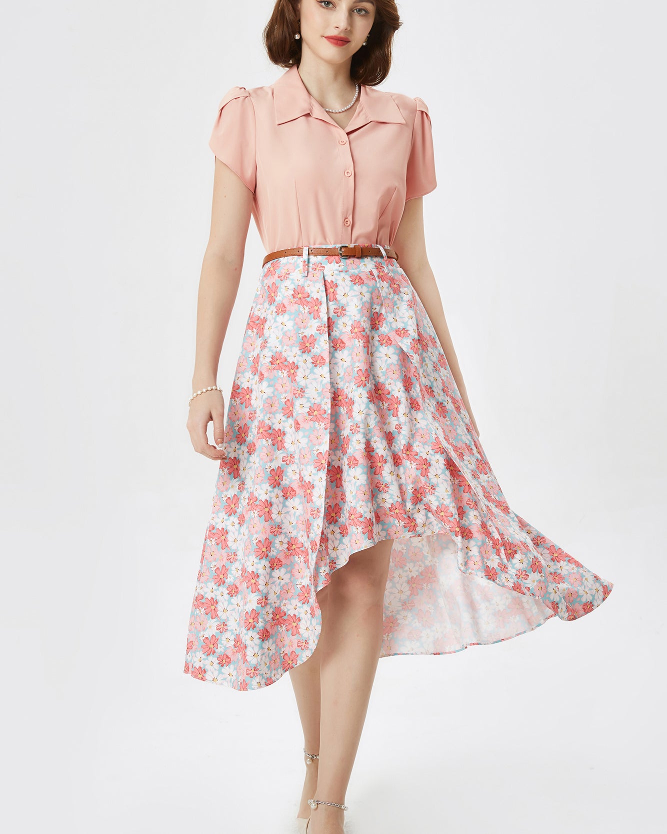 belle poque Business Casual Shirts Tops Summer Button Blouse for Women