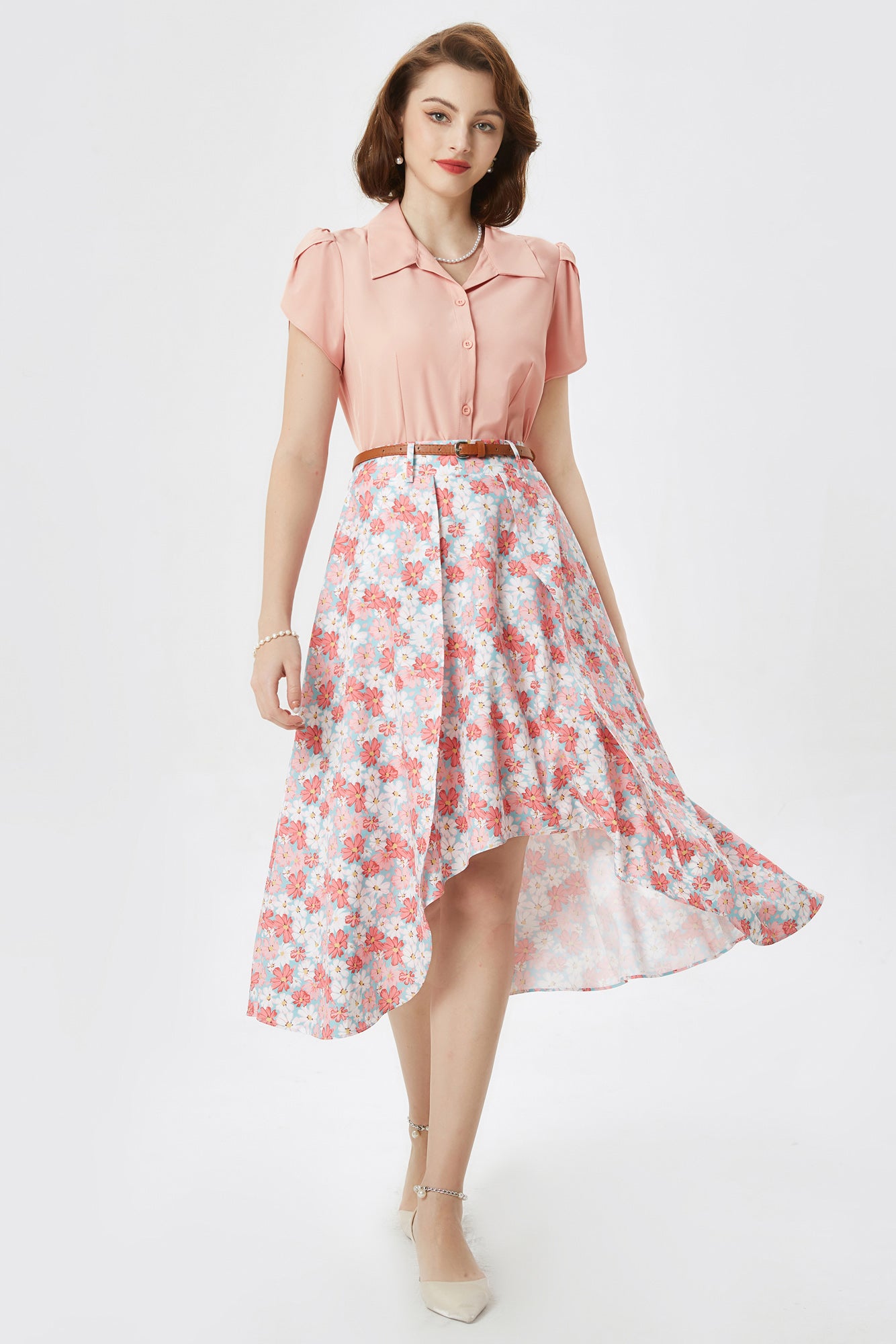 belle poque Business Casual Shirts Tops Summer Button Blouse for Women