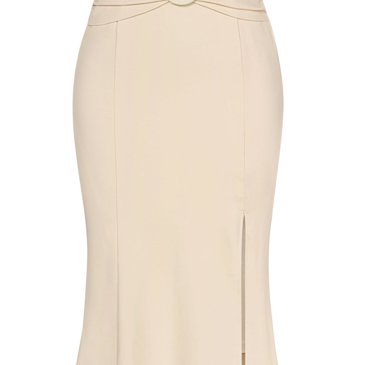 belle poque BP Women Vintage Front Slit Skirt Elastic Waist Mermaid Hem Bodycon Skirt Beige