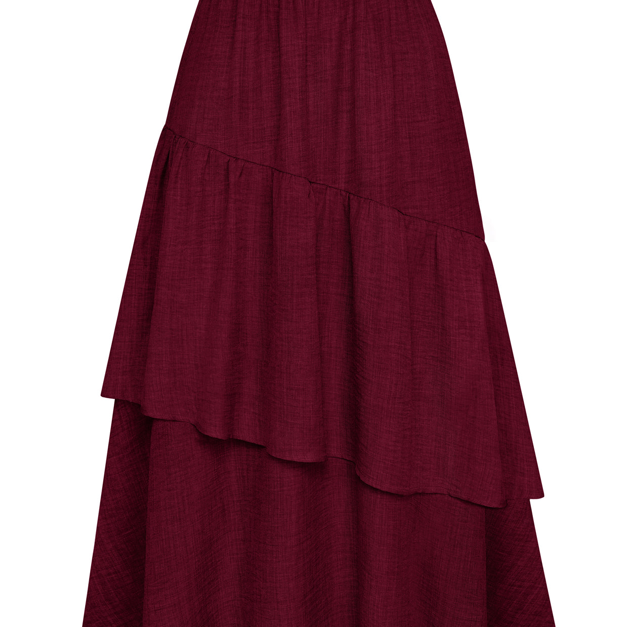 belle poque BP Women Vintage 2-Layer Swing Skirt Elastic High Waist Maxi Skirt Red