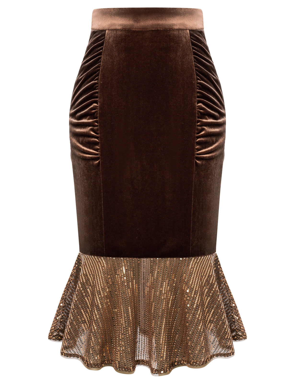 belle poque Seckill Offer⌛Vintage Sequined Mermaid Skirt High Waist Ruched Bodycon Skirt