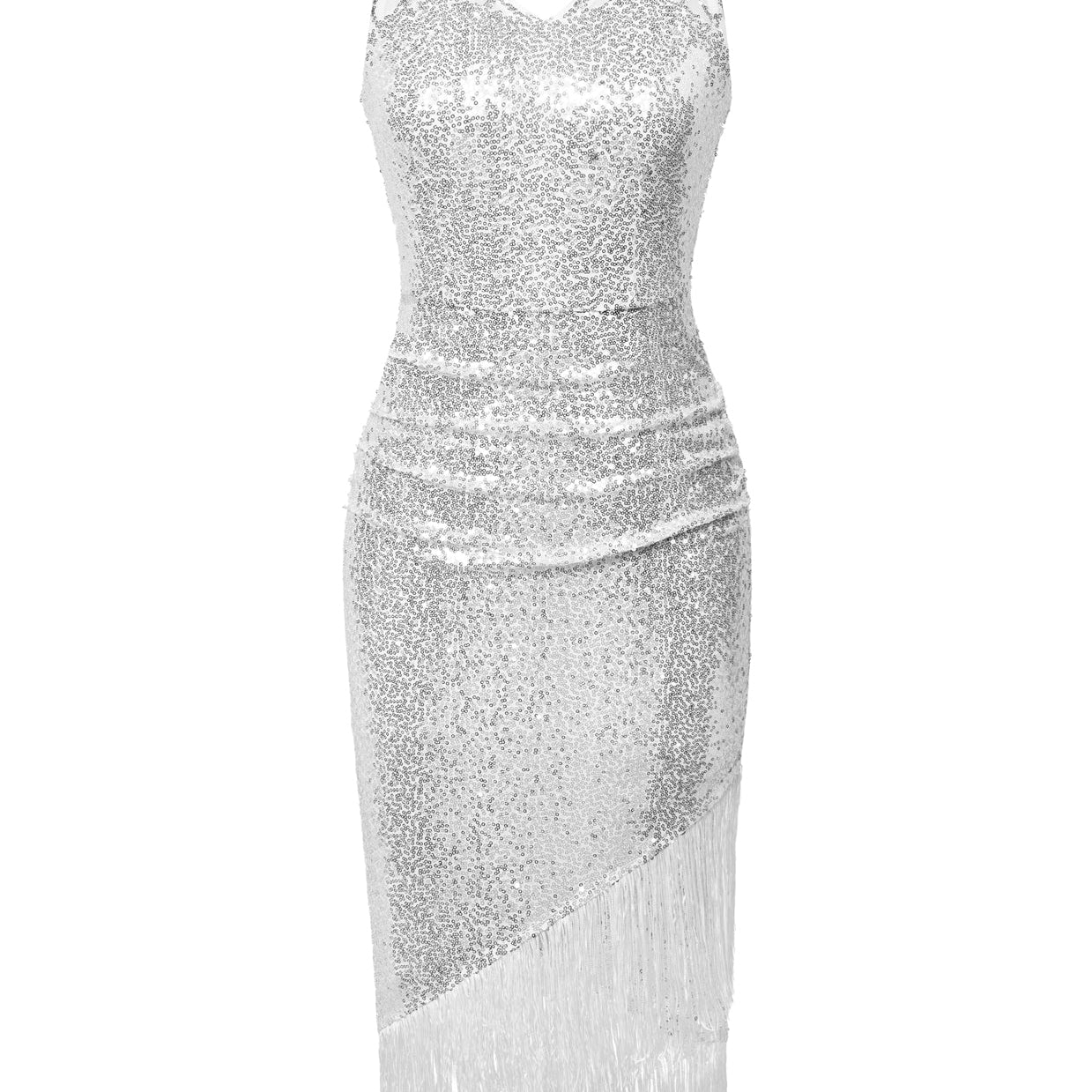 belle poque Sequin Dress Simple 1920s Flapper Cocktail Party Dresses White