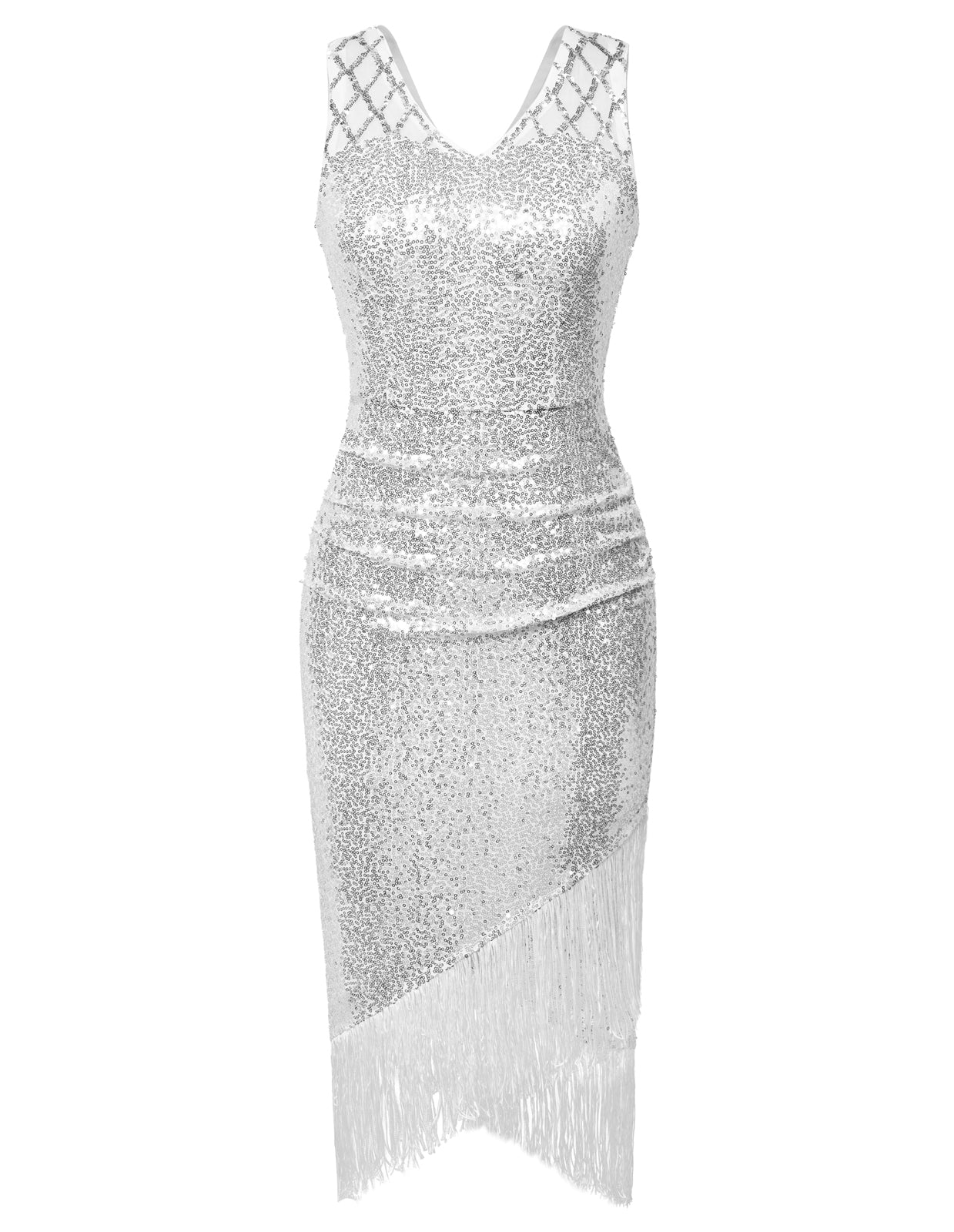 belle poque Sequin Dress Simple 1920s Flapper Cocktail Party Dresses White